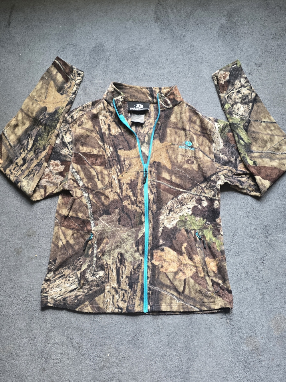 Mossy Oak Kids' Camo Jacket with Teal Zipper